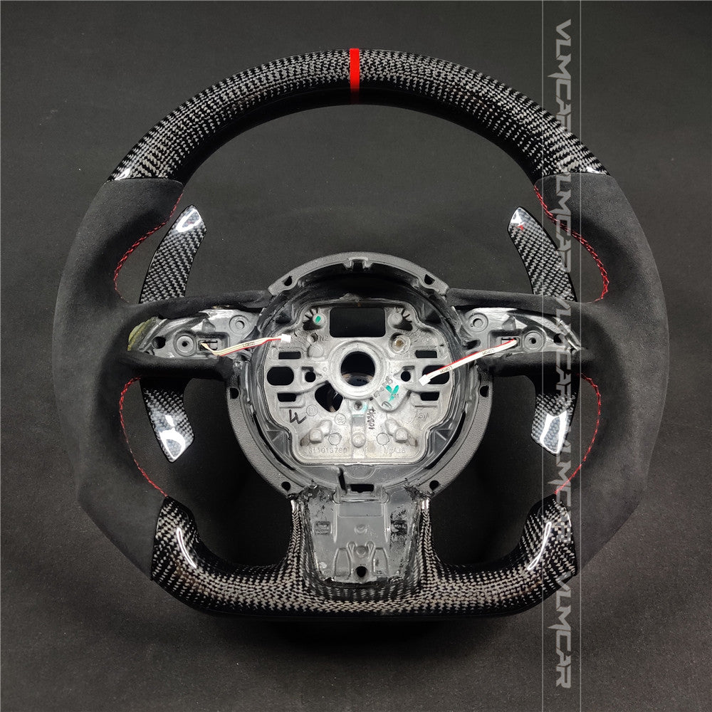 Private custom carbon fiber steering wheel with suede for audi A1/A6/A7/S/RS/with shift paddles and airbag cover