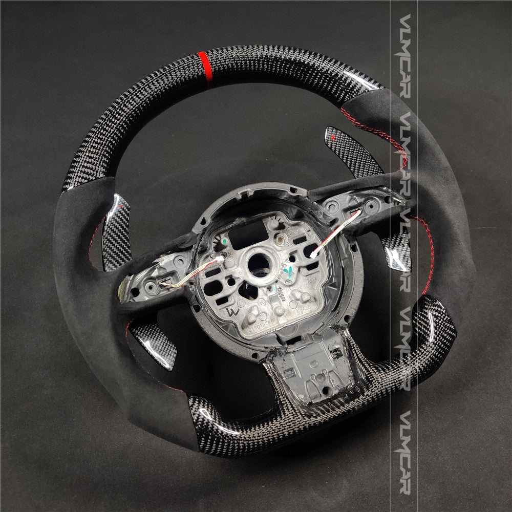 Private custom carbon fiber steering wheel with suede for audi A1/A6/A7/S/RS/with shift paddles and airbag cover