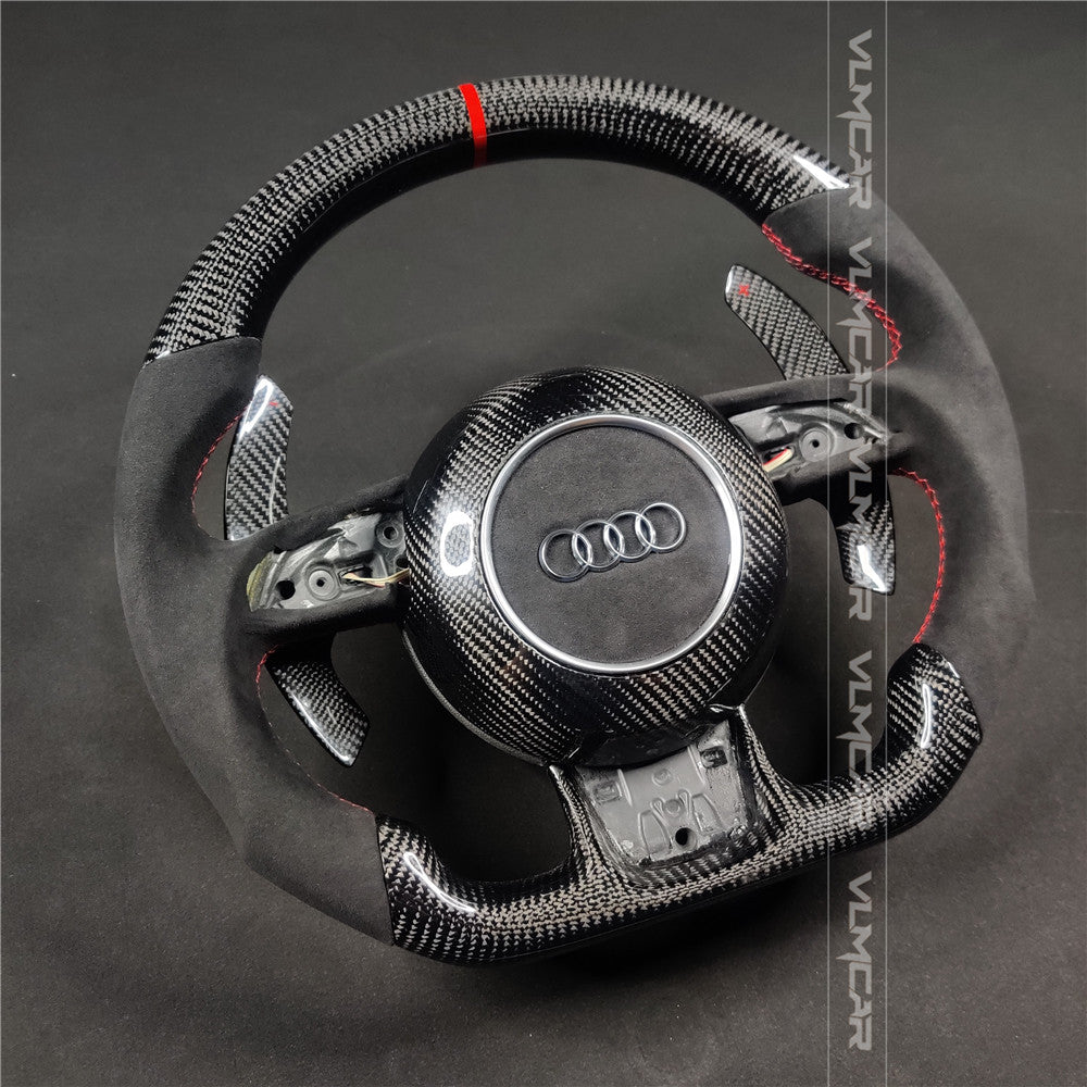 Private custom carbon fiber steering wheel with suede for audi A1/A6/A7/S/RS/with shift paddles and airbag cover