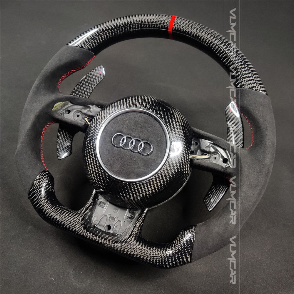 Private custom carbon fiber steering wheel with suede for audi A1/A6/A7/S/RS/with shift paddles and airbag cover
