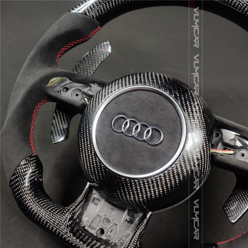 Private custom carbon fiber steering wheel with suede for audi A1/A6/A7/S/RS/with shift paddles and airbag cover