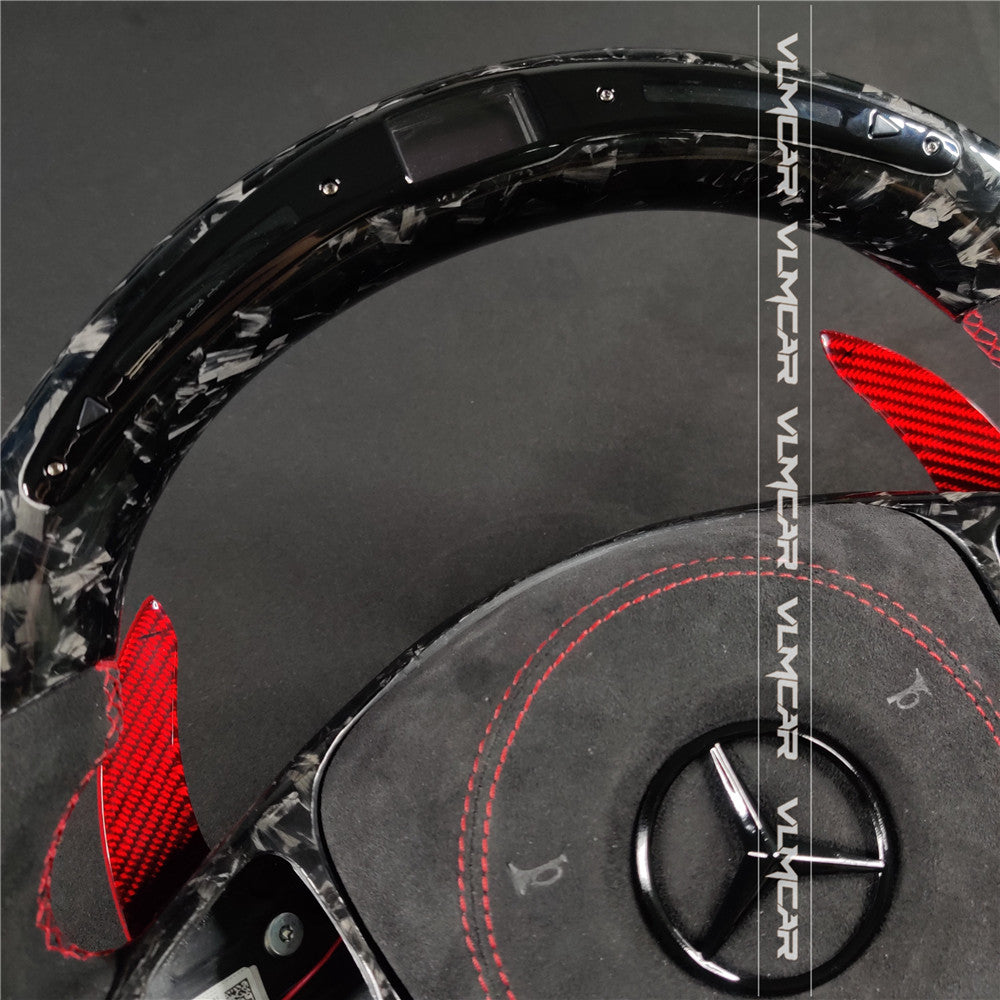 Private custom forged carbon fiber steering wheel for Benz C-class /CLA/GLA/W205 /W117/W176 / With shift LED display