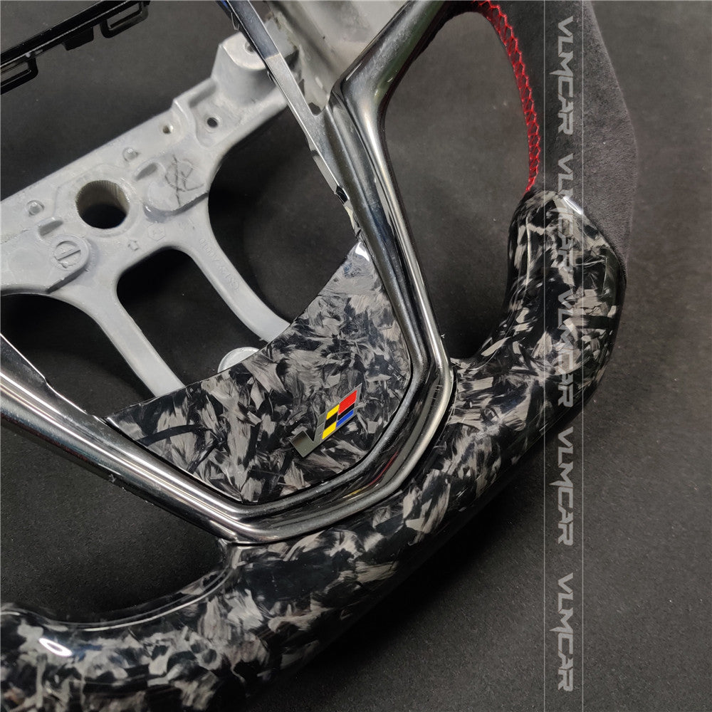 Private custom forged carbon fiber steering wheel for Cadillac ATS/CTS-V3 with alcantara