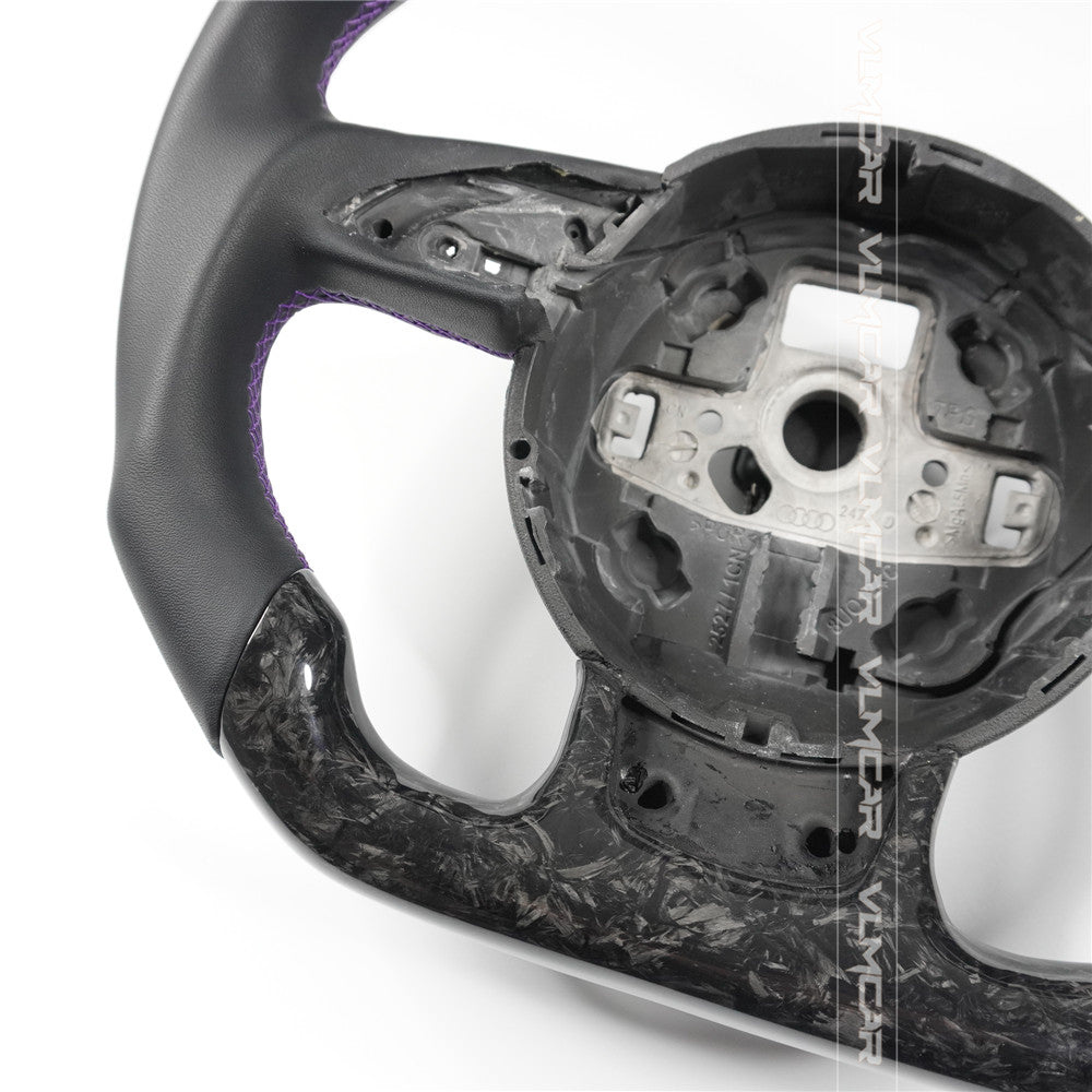 Private custom forged carbon fiber steering wheel with smooth leaterh for audi A3/A4/A5/A6/A7/S/RS