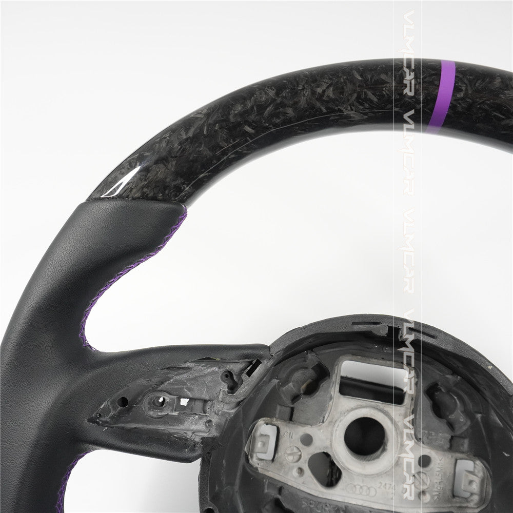 Private custom forged carbon fiber steering wheel with smooth leaterh for audi A3/A4/A5/A6/A7/S/RS