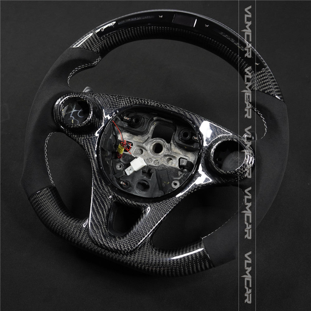 Private custom leather carbon fiber steering wheel for Mercedes benz smart /with led display