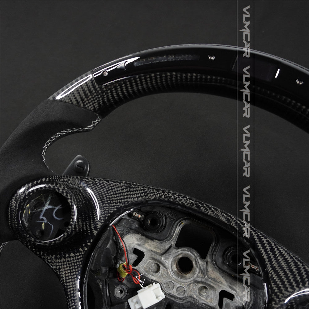 Private custom leather carbon fiber steering wheel for Mercedes benz smart /with led display