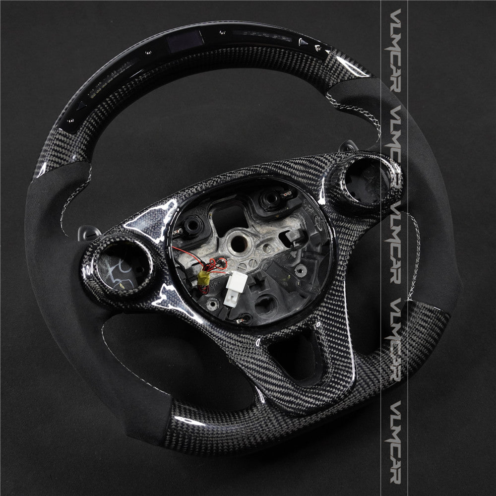 Private custom leather carbon fiber steering wheel for Mercedes benz smart /with led display