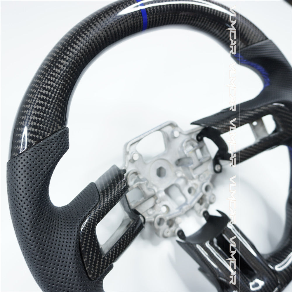 Private custom leather carbon fiber steering wheel with For Ford Mustang