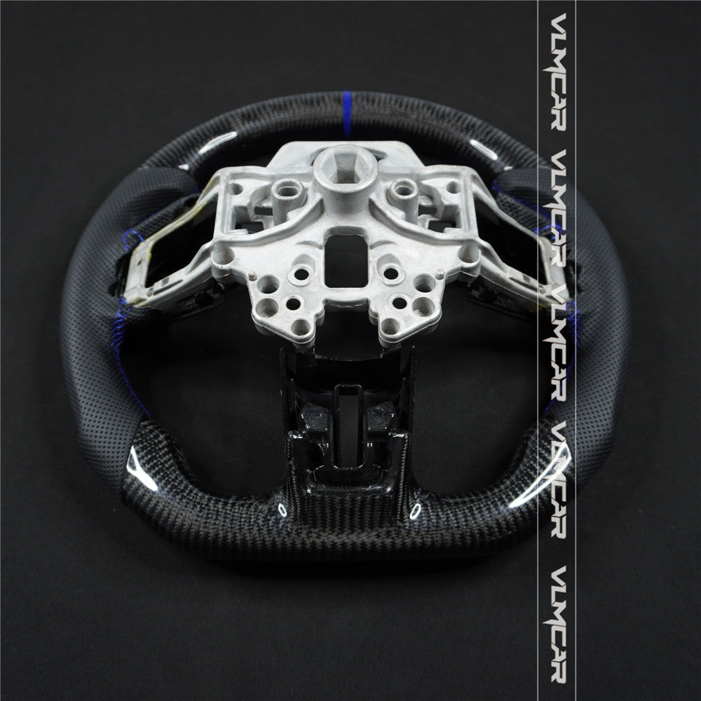 Private custom leather carbon fiber steering wheel with For Ford Mustang