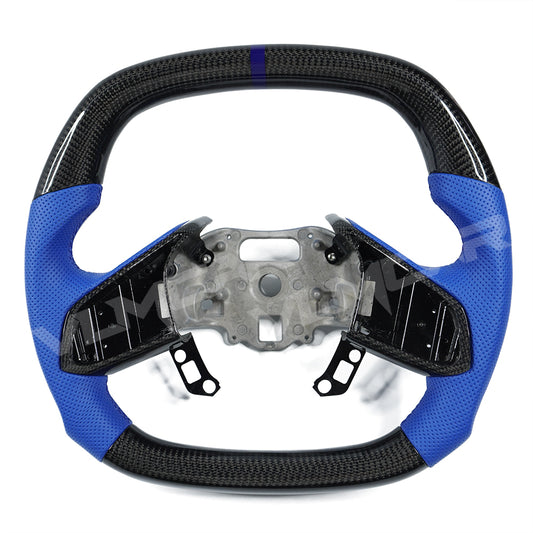 Private custom carbon fiber steering wheel For Chevrolet/Chevy Corvette C8/ blue perforated leather