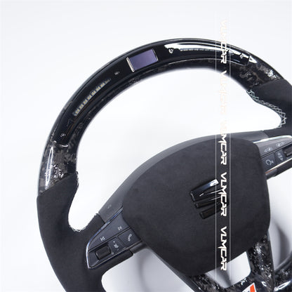 Custom forged carbon fiber steering wheel with led display For Seat/ LEON /R ST / CUPRA/with paddles