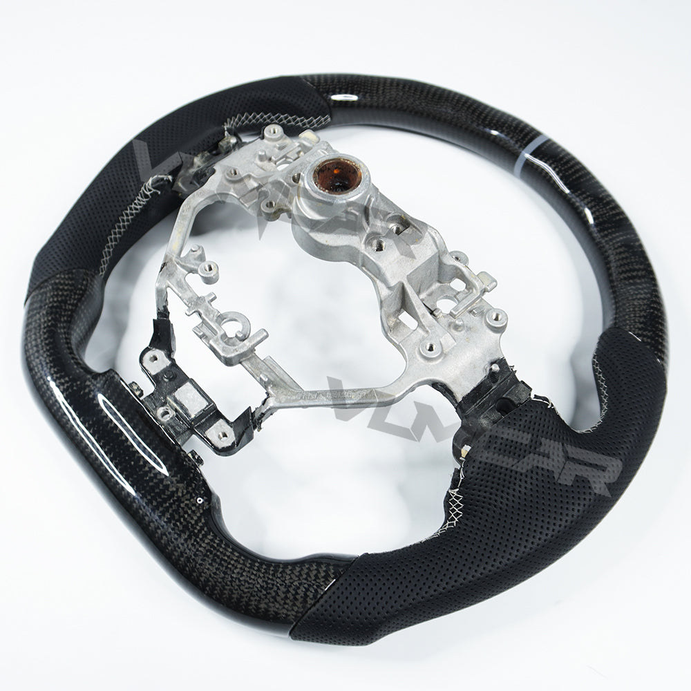 Private custom glossy carbon fiber steering wheel for LEXUS  IS ISF ES RX RC RCF/ perforate leather