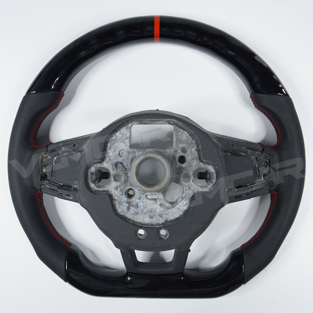 Private custom carbon fiber steering wheel for volkswagen golf mk7/7.5/ piano black& smooth leather