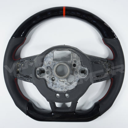 Private custom carbon fiber steering wheel for volkswagen golf mk7/7.5/ piano black& smooth leather