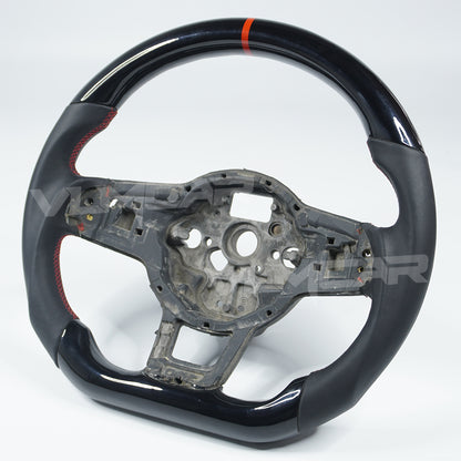 Private custom carbon fiber steering wheel for volkswagen golf mk7/7.5/ piano black& smooth leather