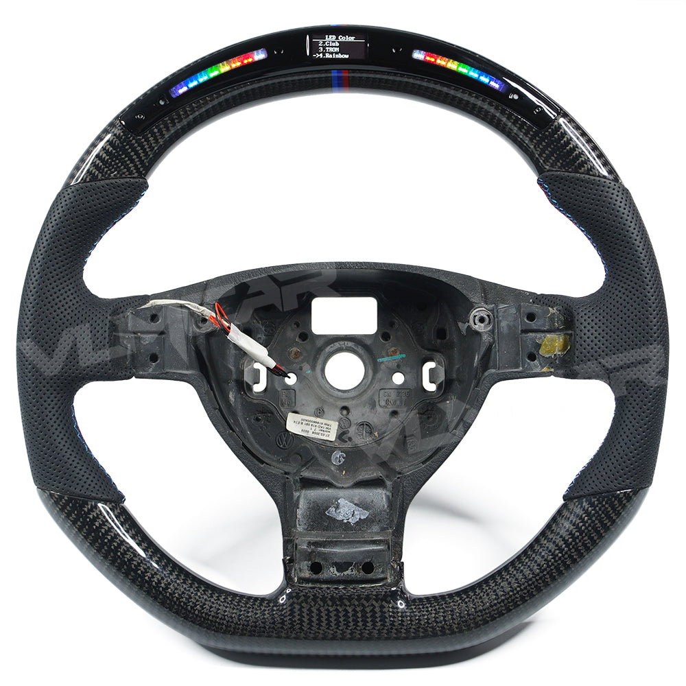 Private custom glossy carbon Fiber steering wheel with LED display&perforate leather For Volkswagen Golf 5/ MK5/ GTI