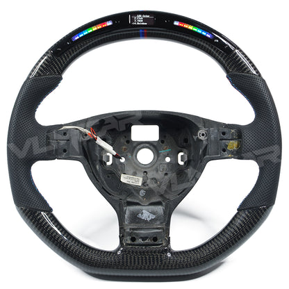 Private custom glossy carbon Fiber steering wheel with LED display&perforate leather For Volkswagen Golf 5/ MK5/ GTI