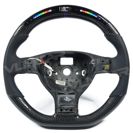 Private custom glossy carbon Fiber steering wheel with LED display&perforate leather For Volkswagen Golf 5/ MK5/ GTI