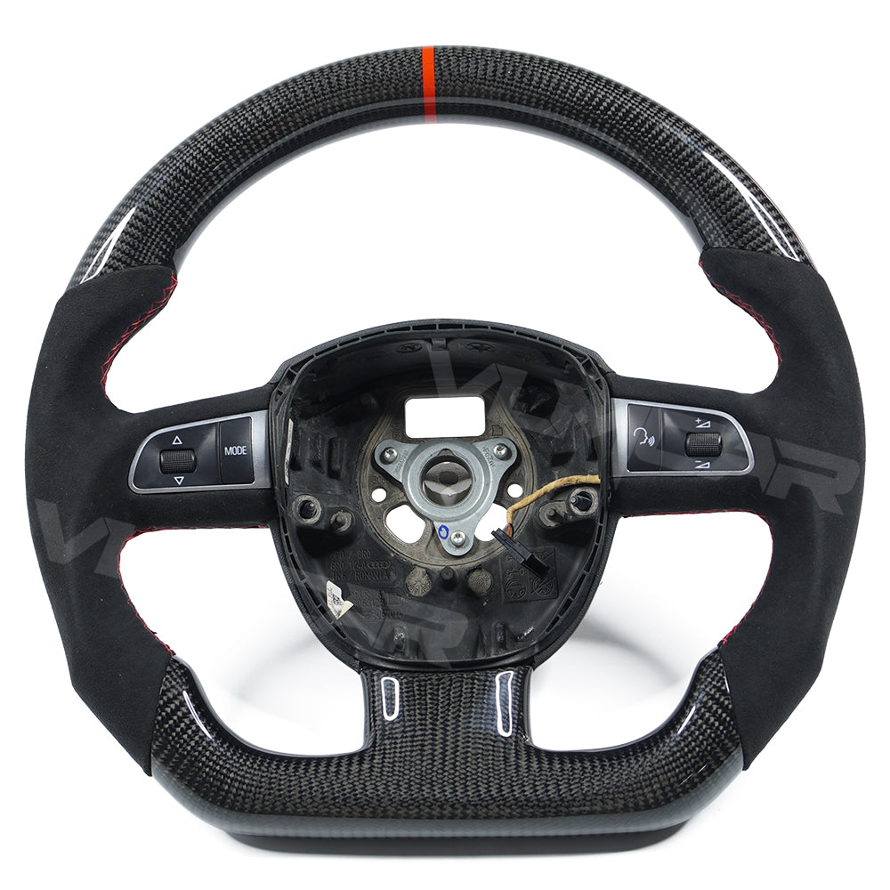 Private custom glossy carbon fiber steering wheel  for audi A3/A4/A5/A6/S/RS with Alcantara&buttons