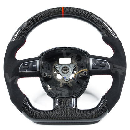 Private custom glossy carbon fiber steering wheel  for audi A3/A4/A5/A6/S/RS with Alcantara&buttons