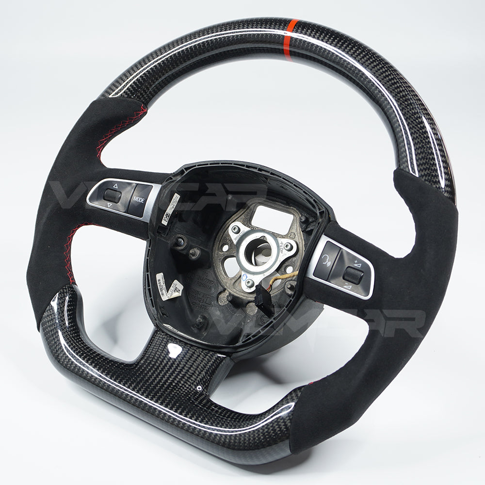 Private custom glossy carbon fiber steering wheel  for audi A3/A4/A5/A6/S/RS with Alcantara&buttons
