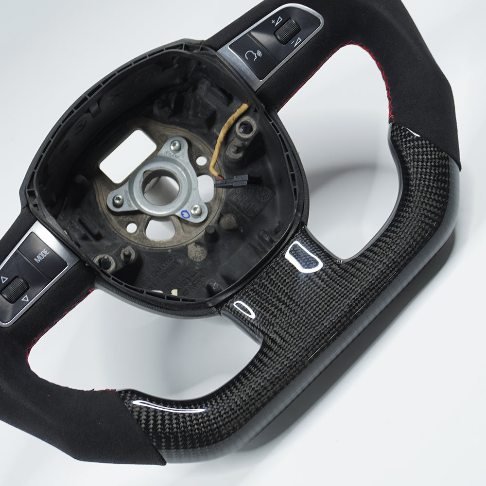 Private custom glossy carbon fiber steering wheel  for audi A3/A4/A5/A6/S/RS with Alcantara&buttons