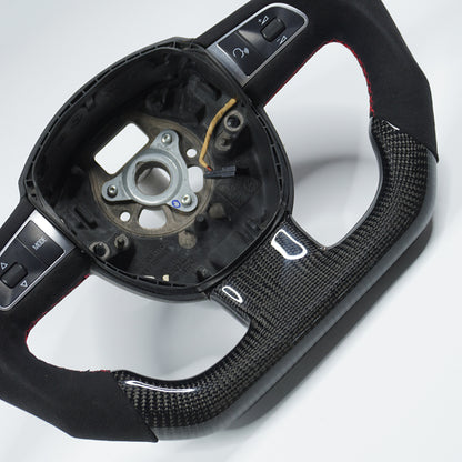 Private custom glossy carbon fiber steering wheel  for audi A3/A4/A5/A6/S/RS with Alcantara&buttons