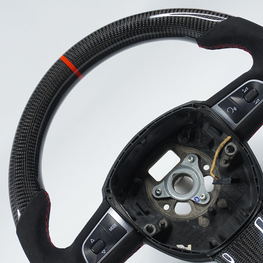 Private custom glossy carbon fiber steering wheel  for audi A3/A4/A5/A6/S/RS with Alcantara&buttons