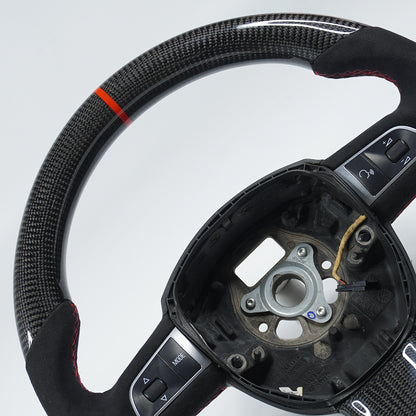 Private custom glossy carbon fiber steering wheel  for audi A3/A4/A5/A6/S/RS with Alcantara&buttons