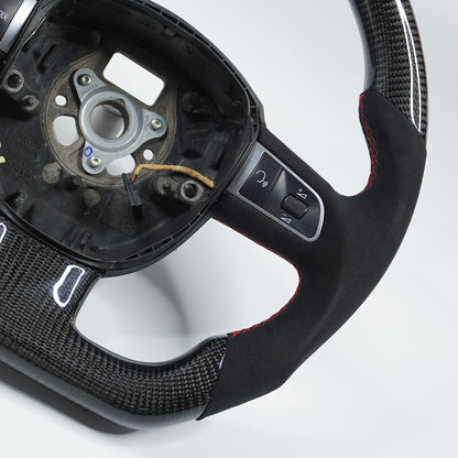 Private custom glossy carbon fiber steering wheel  for audi A3/A4/A5/A6/S/RS with Alcantara&buttons