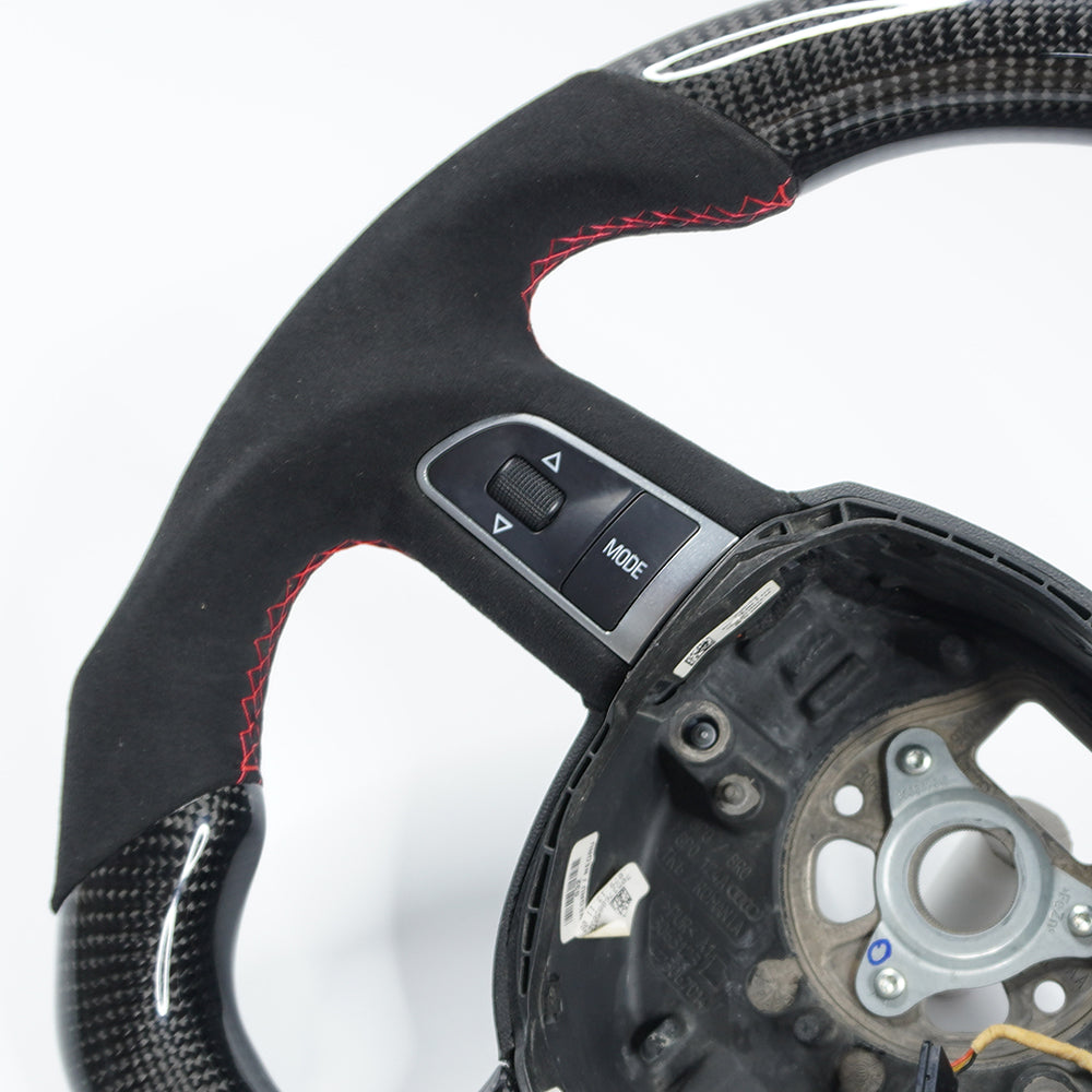 Private custom glossy carbon fiber steering wheel  for audi A3/A4/A5/A6/S/RS with Alcantara&buttons