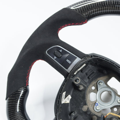 Private custom glossy carbon fiber steering wheel  for audi A3/A4/A5/A6/S/RS with Alcantara&buttons
