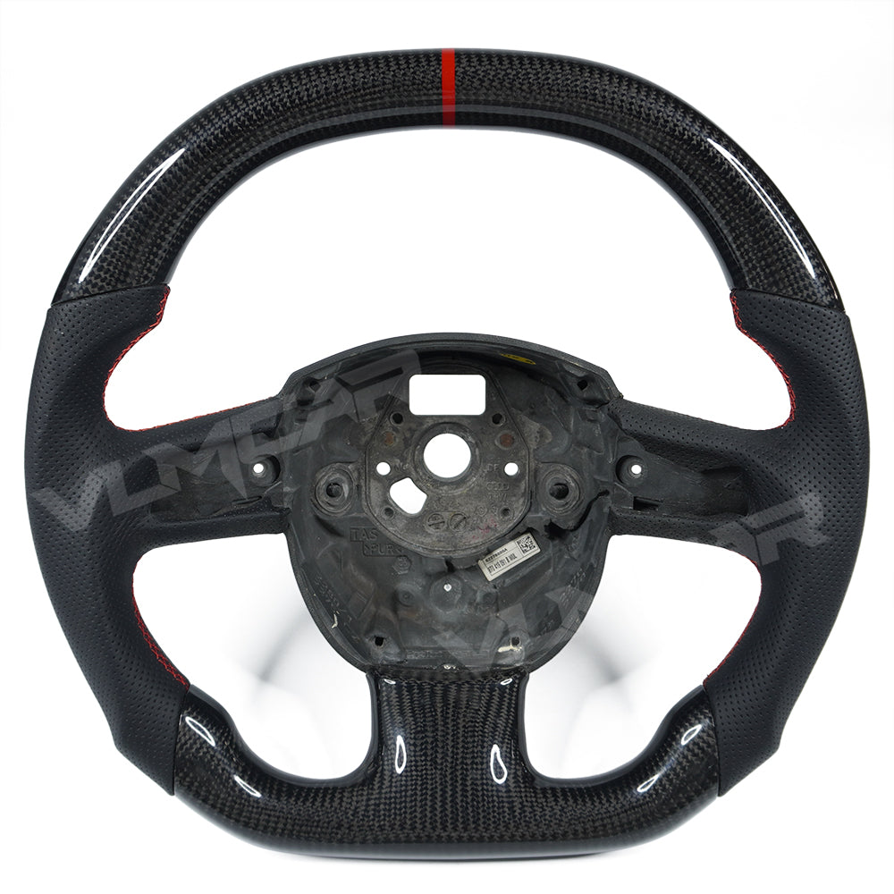 Private custom glossy carbon fiber steering wheel with perforate leather for audi A3/A4/A5/A6/S/RS