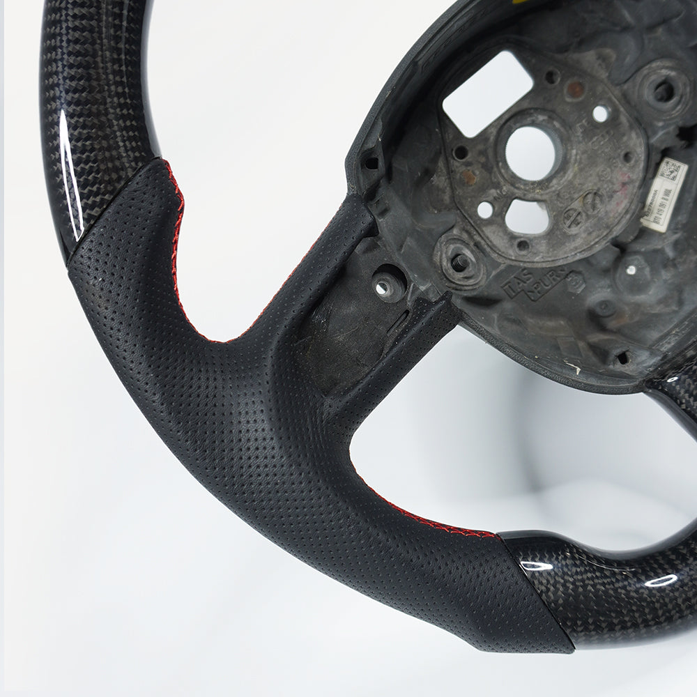Private custom glossy carbon fiber steering wheel with perforate leather for audi A3/A4/A5/A6/S/RS