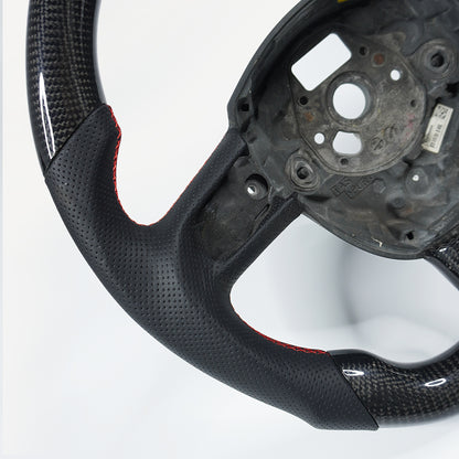 Private custom glossy carbon fiber steering wheel with perforate leather for audi A3/A4/A5/A6/S/RS