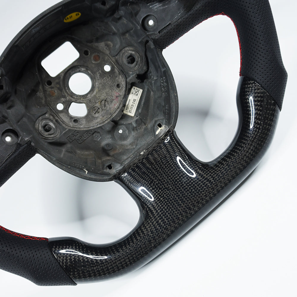 Private custom glossy carbon fiber steering wheel with perforate leather for audi A3/A4/A5/A6/S/RS