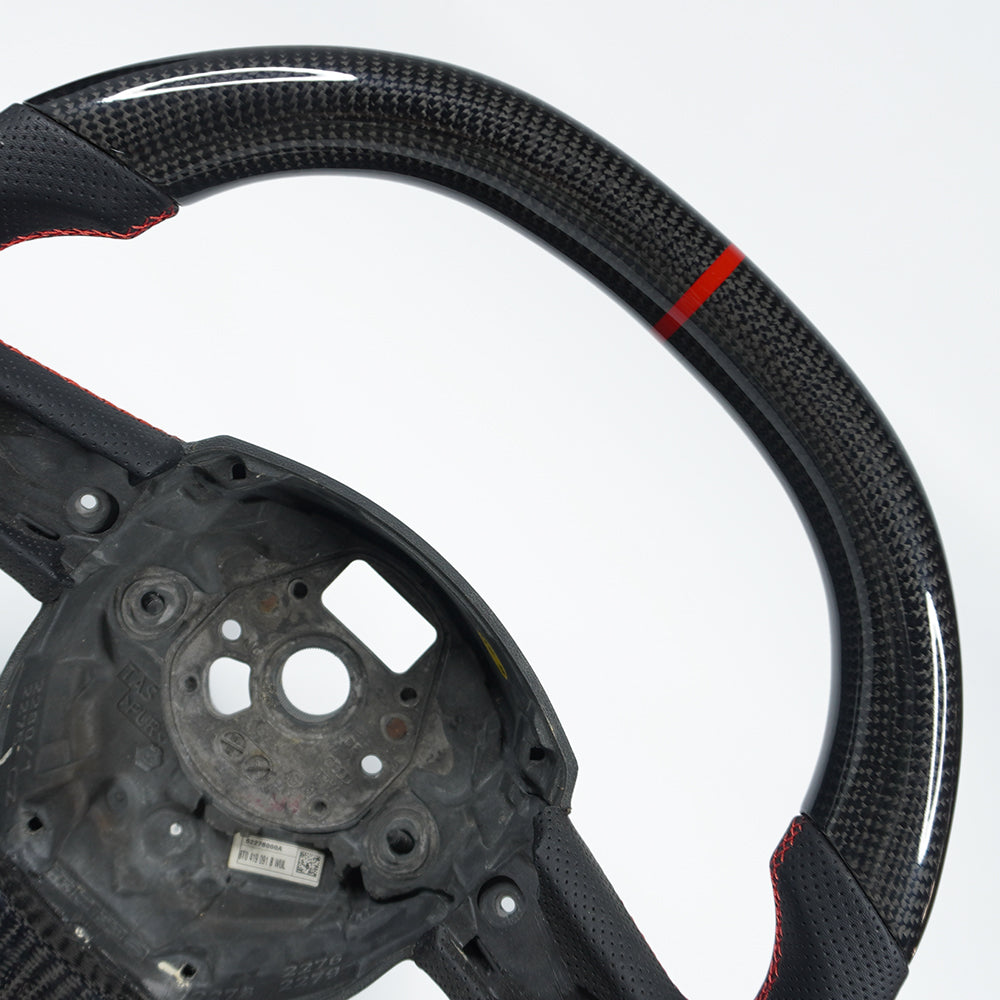 Private custom glossy carbon fiber steering wheel with perforate leather for audi A3/A4/A5/A6/S/RS
