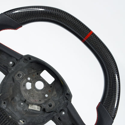 Private custom glossy carbon fiber steering wheel with perforate leather for audi A3/A4/A5/A6/S/RS