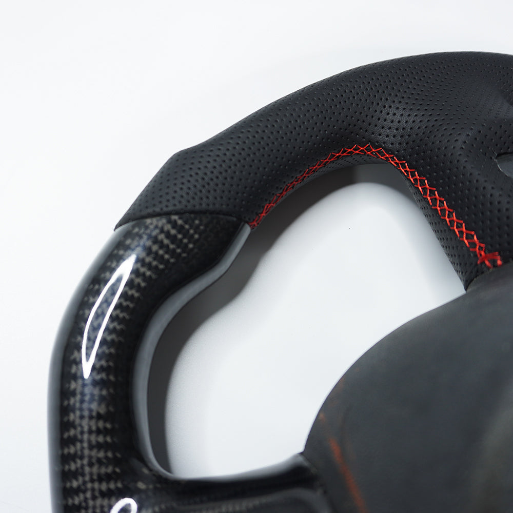 Private custom glossy carbon fiber steering wheel with perforate leather for audi A3/A4/A5/A6/S/RS