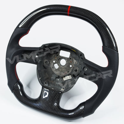 Private custom glossy carbon fiber steering wheel with perforate leather for audi A3/A4/A5/A6/S/RS