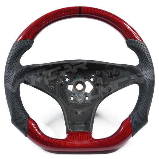 Private custom carbon fiber steering wheel for 2008-2011 Mercedes Benz C/CLS/E/GLK/SL/SLK/red glossy carbon&perforated leather