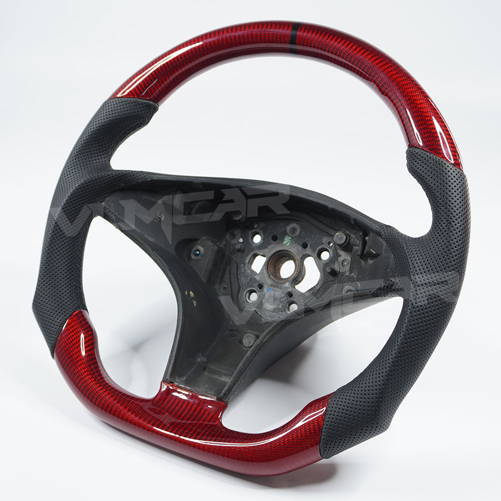 Private custom carbon fiber steering wheel for 2008-2011 Mercedes Benz C/CLS/E/GLK/SL/SLK/red glossy carbon&perforated leather