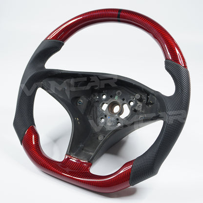 Private custom carbon fiber steering wheel for 2008-2011 Mercedes Benz C/CLS/E/GLK/SL/SLK/red glossy carbon&perforated leather