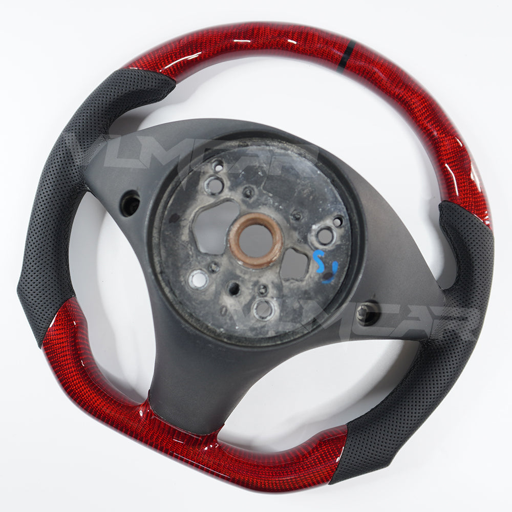 Private custom carbon fiber steering wheel for 2008-2011 Mercedes Benz C/CLS/E/GLK/SL/SLK/red glossy carbon&perforated leather