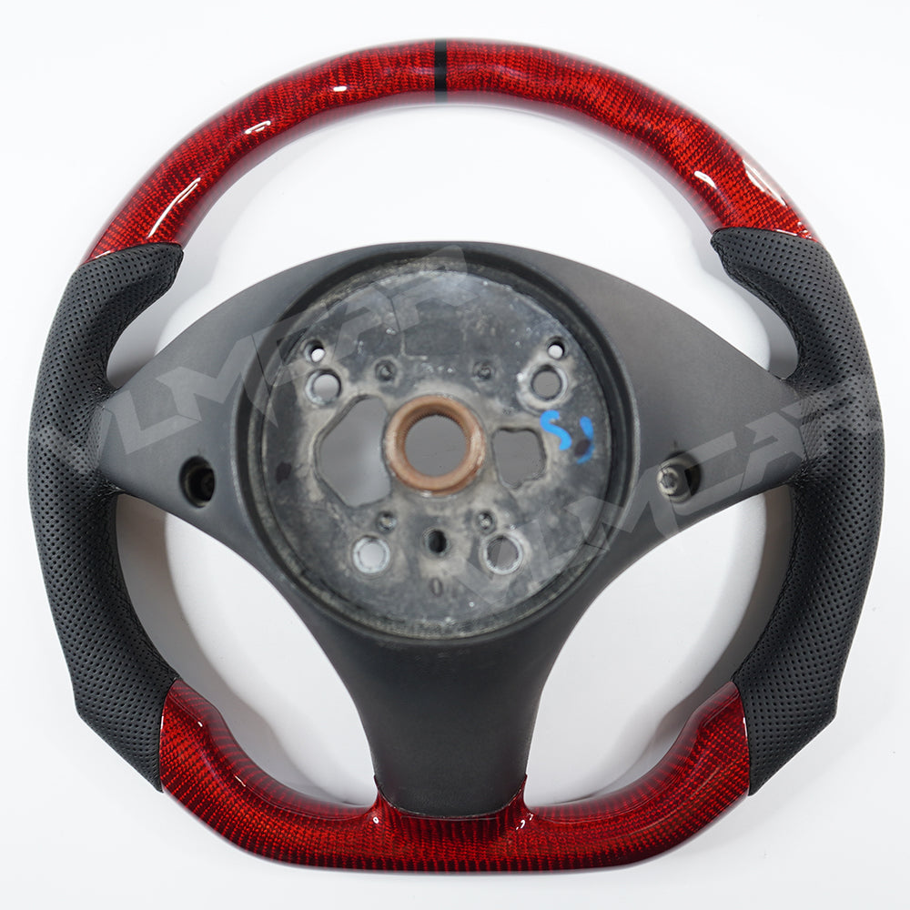 Private custom carbon fiber steering wheel for 2008-2011 Mercedes Benz C/CLS/E/GLK/SL/SLK/red glossy carbon&perforated leather