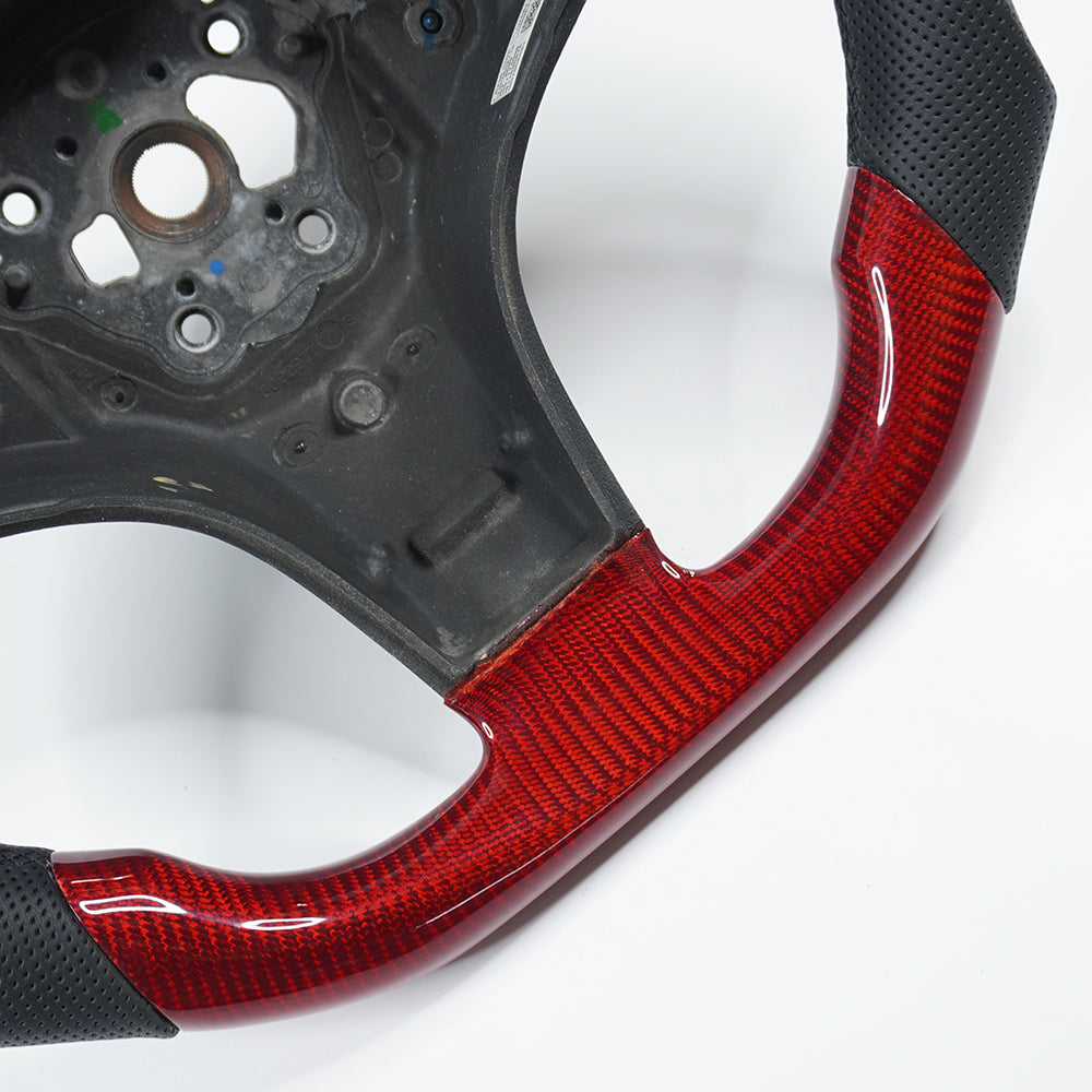 Private custom carbon fiber steering wheel for 2008-2011 Mercedes Benz C/CLS/E/GLK/SL/SLK/red glossy carbon&perforated leather