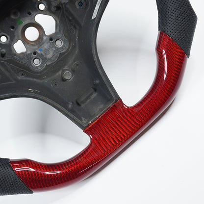 Private custom carbon fiber steering wheel for 2008-2011 Mercedes Benz C/CLS/E/GLK/SL/SLK/red glossy carbon&perforated leather