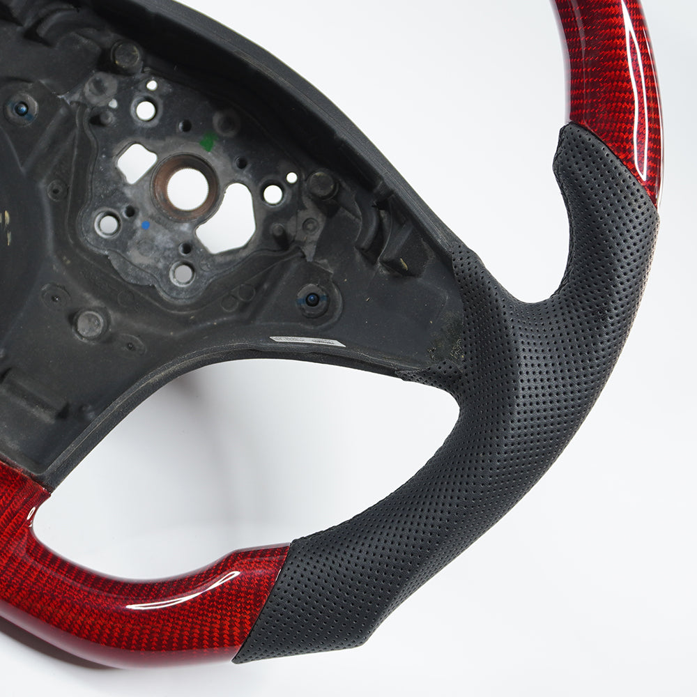Private custom carbon fiber steering wheel for 2008-2011 Mercedes Benz C/CLS/E/GLK/SL/SLK/red glossy carbon&perforated leather