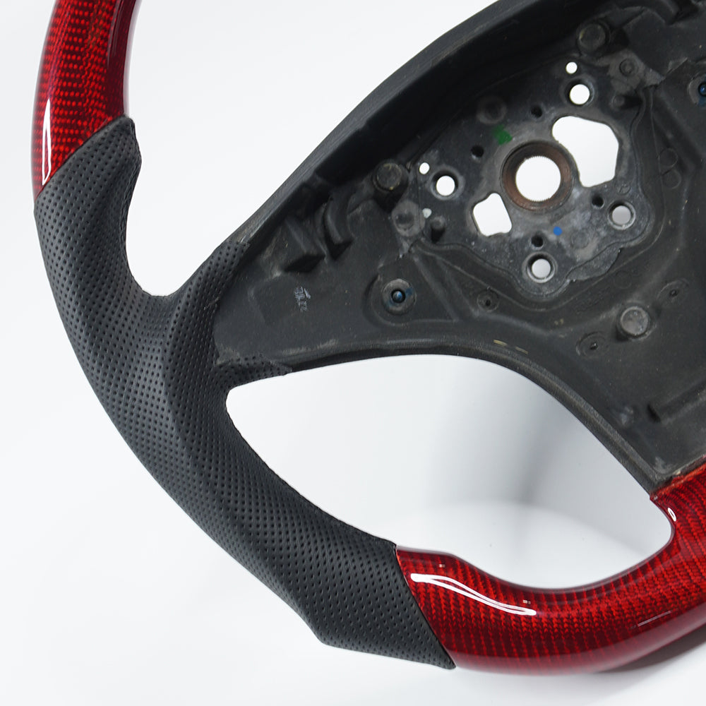 Private custom carbon fiber steering wheel for 2008-2011 Mercedes Benz C/CLS/E/GLK/SL/SLK/red glossy carbon&perforated leather